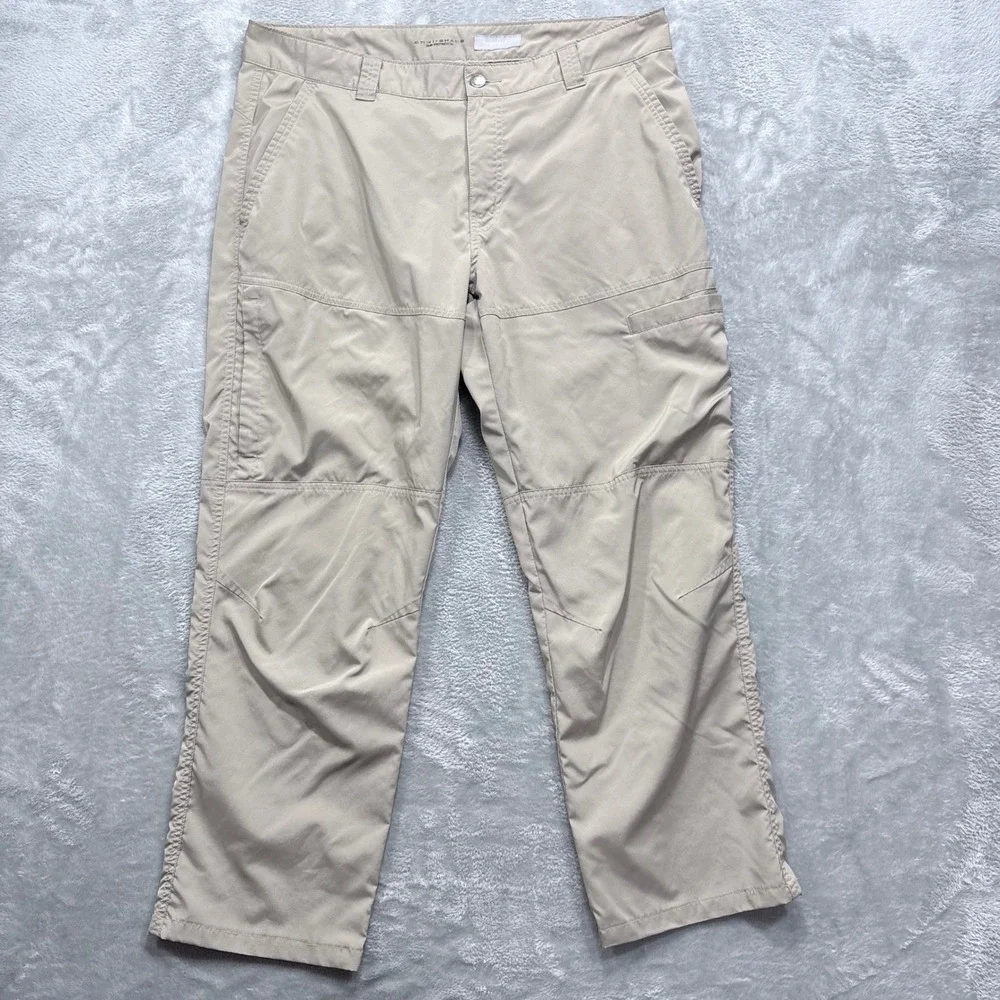 Columbia Hiking Pants Mens 36x30 Tan‎ Omni-Shade Regular Fit Outdoor Utility